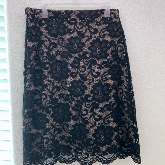Onyx Dresses & Skirts - Black lace, tan slip midi skirt woman’s large
